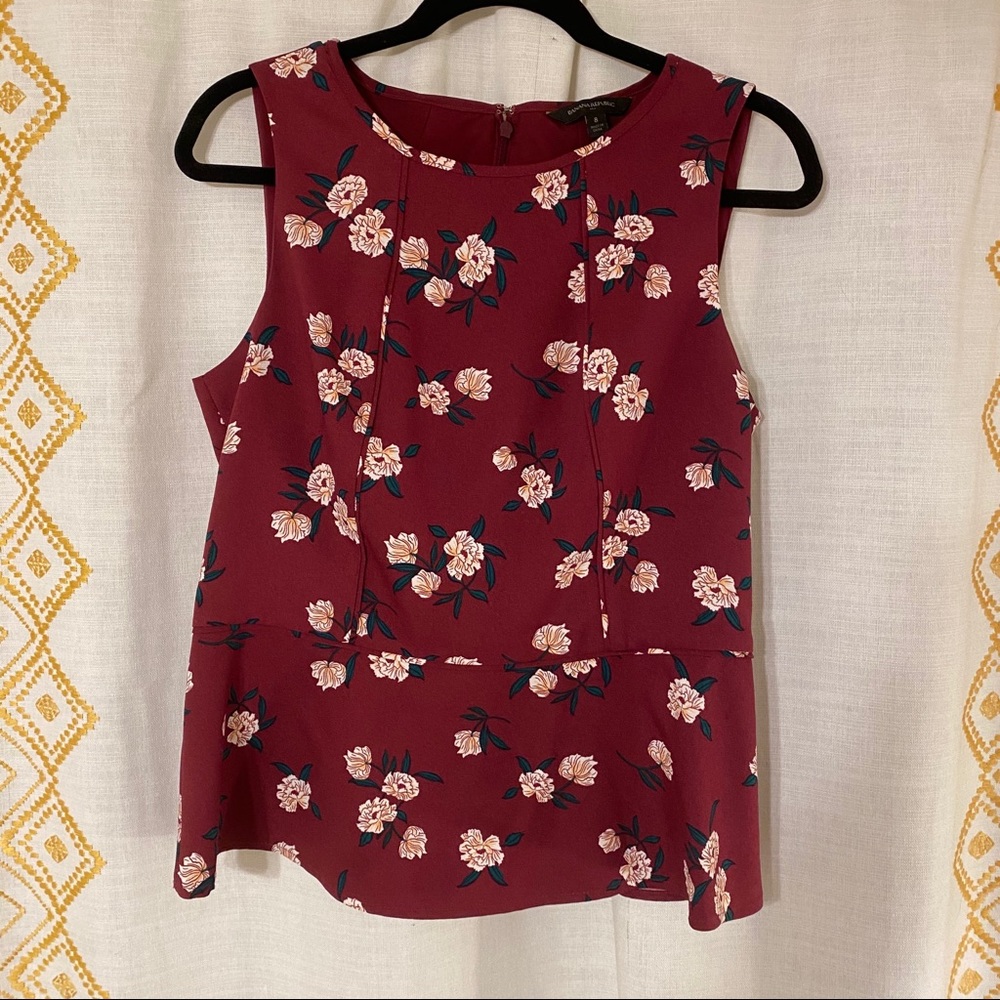 Peplum, floral shell tank